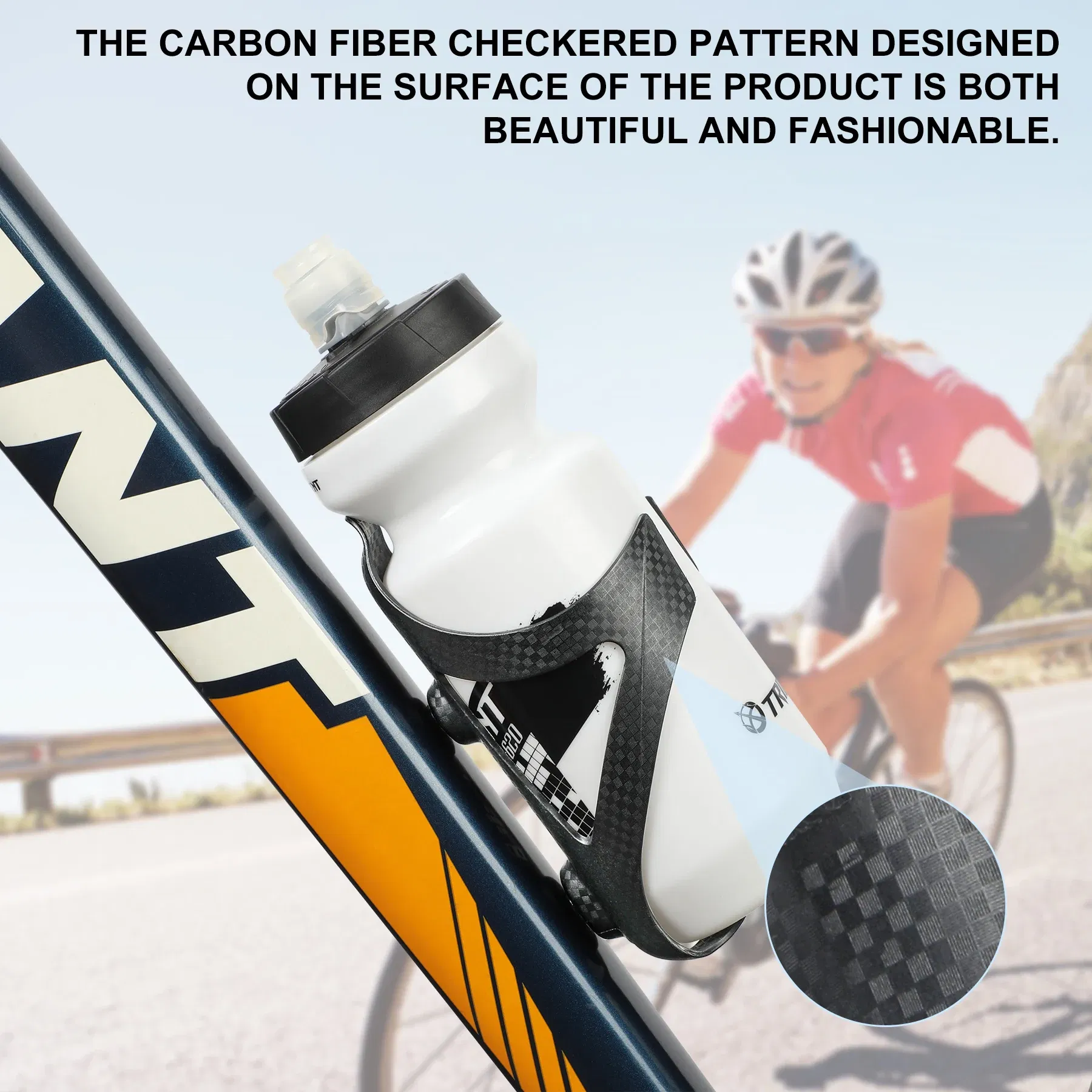 Color: WHITE - HUALONG Bike Water Bottle Holder Plastic Carbon Fiber Water Bottle Cage Road Bikes Mountain Bicycle Water Bottl Drink Cup Holder