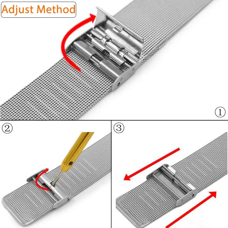 Color: Silver, Size: M - Bracelet For Huawei Watch GT 3 Pro 43mm 46mm Stainless Steel Watchband Huawei Watch GT 4 46MM Milanese Metal Bracelet