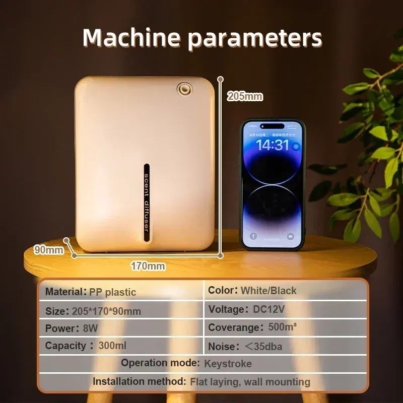 Namste 500m³ Aroma Diffuser Essential Oil Diffuser Electric Scent Diffuser Wall Hanging Aromatherapy Machine Home Air Freshener