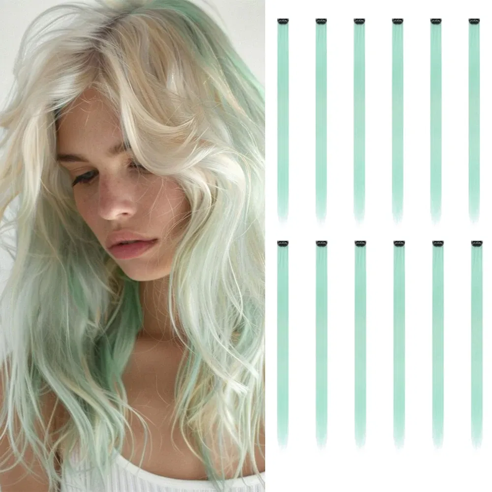 Color: Orange, Stretched Length: 22INCHES - 12-Pack 22" Long Heat Resistant Women's Clip-In Hair Extensions - Durable BB Clip, Natural Look, Trimmable, Easy to Style