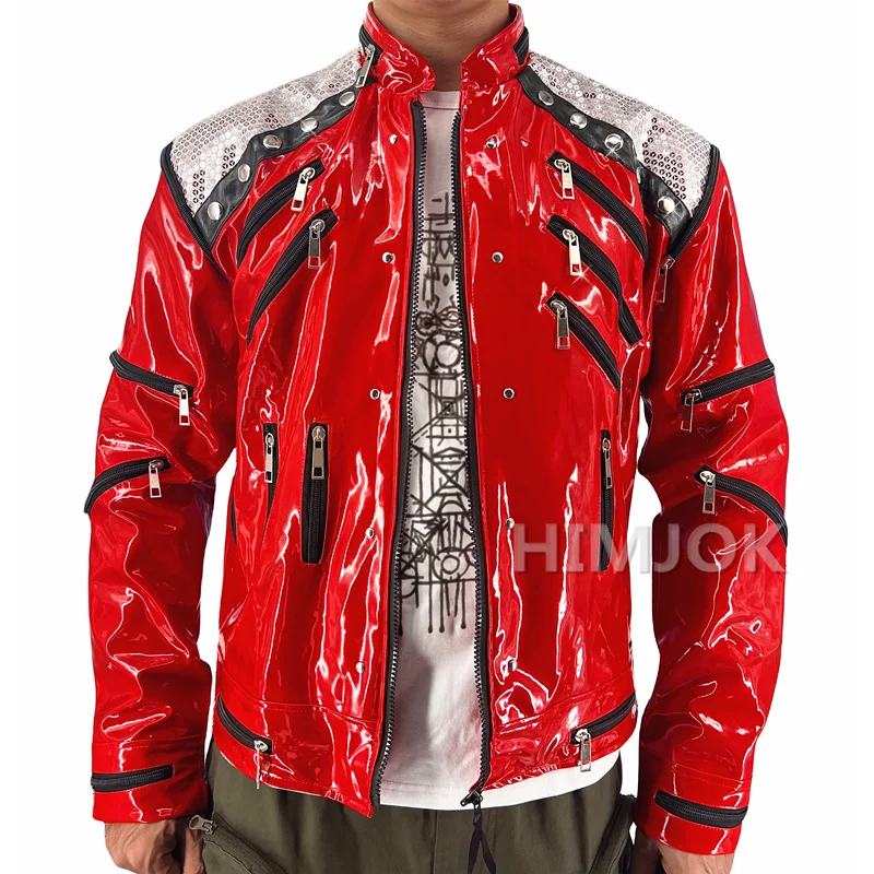 Color: Red, Size: L - Michael Jackson Costumes Jacket Beat It for Adults Cosplay Impersonate Halloween Christmas