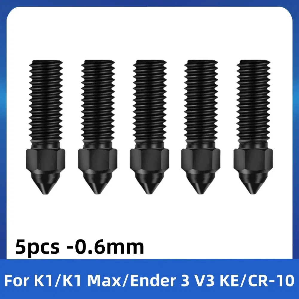 Color: black - Creality Ender 3 V3 KE Nozzle Har Hardened Steel Nozzle Kit 0.2/0.4/0.6/0.8/1.0/1.2mm for K1 3D Printer Parts Non Stick Filament