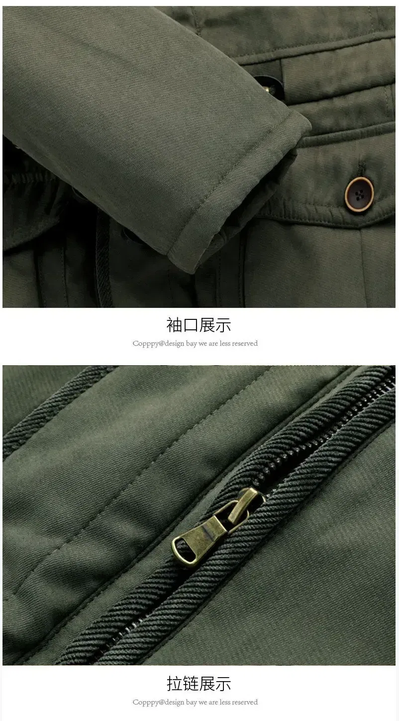 Color: green, Size: S - Winter Parka Military Outdoor Fleece Men Large SIZE Men Warm Jacket Men Cotton Windproof Casual Parka Stand Collar Lamb Cashmere