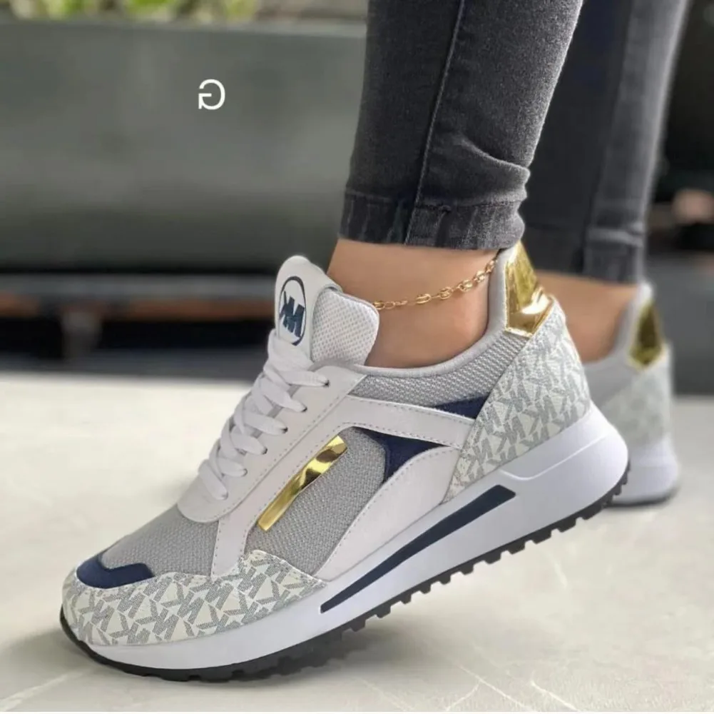 Color: GRAY, Shoe Size: 38 - 2024  Women Shoes Spring New Fashion Wedges Casual Sneakers Female Platform Black White Women's Vulcanize Shoes
