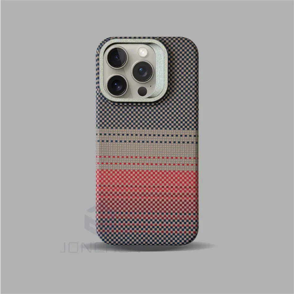 Color: black, Material: Plastic - Luxury Magnetic Stand Metal Lens Relief Carbon Fibre Pattern For Magsafe Case For iPhone 15 14 13 Pro Max Shockproof  Back Cover