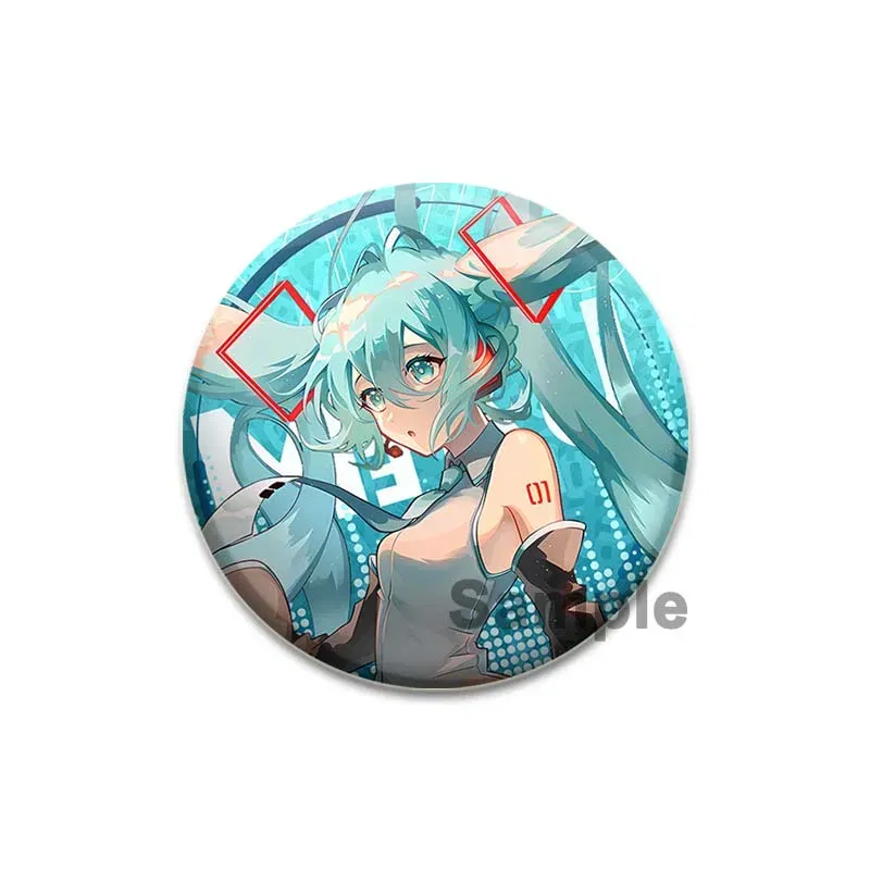 Color: Chocolate, Size: S - 58/44/32mm Miku Anime Round Pins Cartoon Badges Cosplay Handmade Tinplate Brooch on Backpack Clothes Chest Ornament Gifts