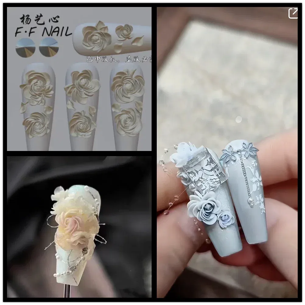 Color: Palegoldenrod - 1pc  Snake Flamingo Jellyfish Dragon Dtream 3D Acrylic Mold  Nail Art DIY  Silicone  Nail Art Templates Nails Mold