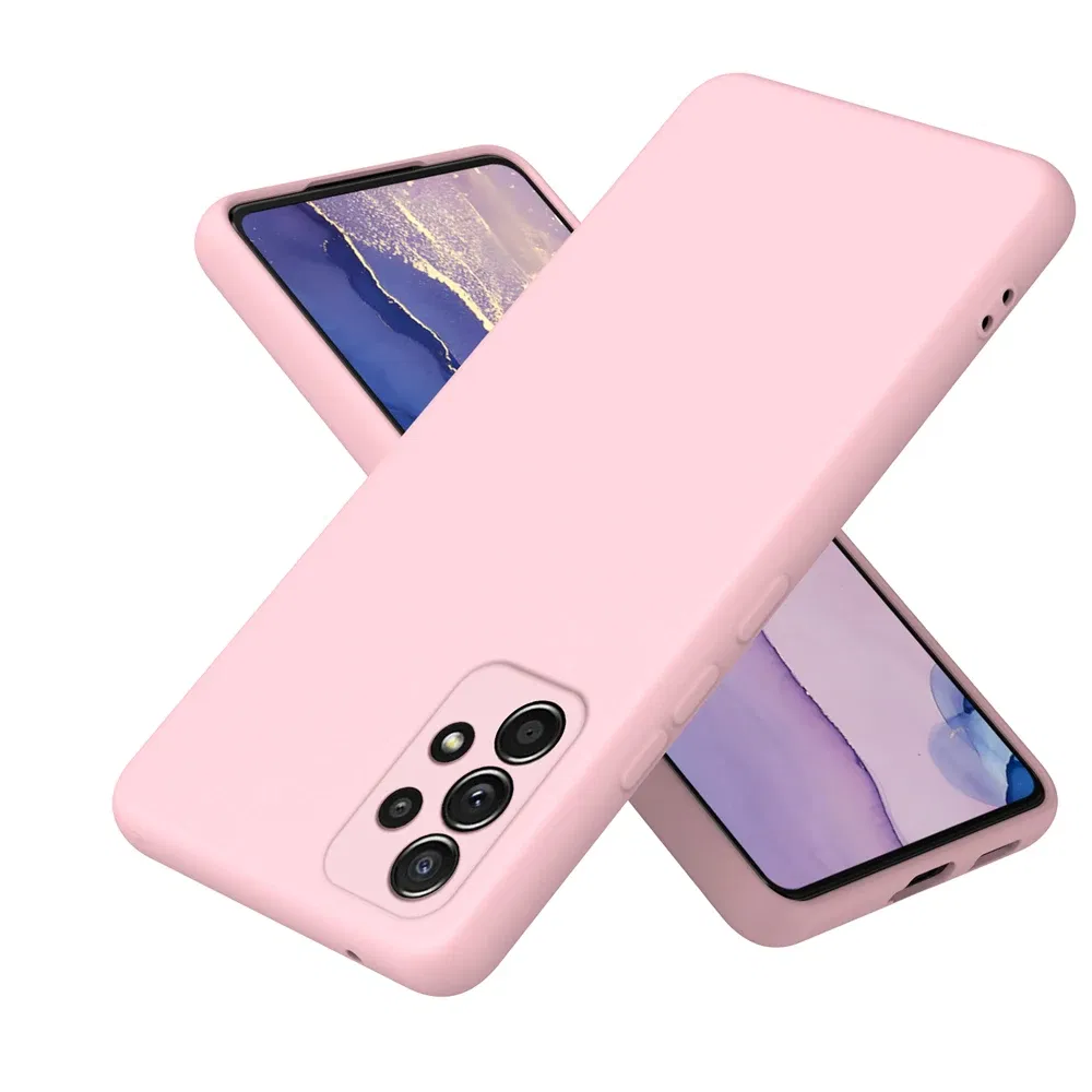 Color: LightPink, Material: Denim - Solid Silicone Protect Case For Samsung Galaxy A13 A23 A33 A53 A73 A12 A22 A32 A52 A52S A72 A04 A04S A14 A24 4G A34 A54 Cover