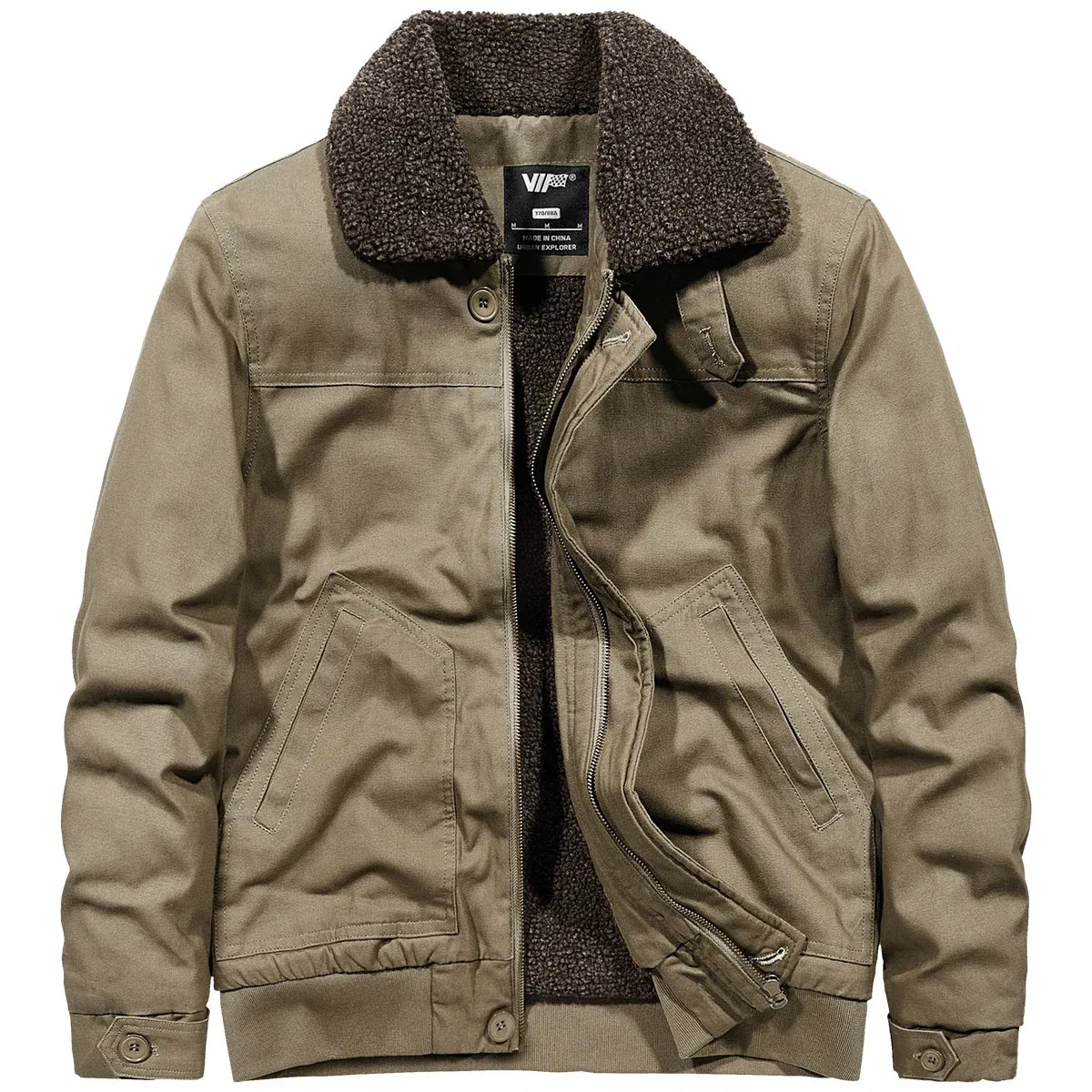 Color: Khaki, Size: L - Men's Cold Jackets Knitted Coat Winter Coats Bomber Mens Sweat-shirt Designer Clothes Down Light Style Clothing Hooded Cardigans