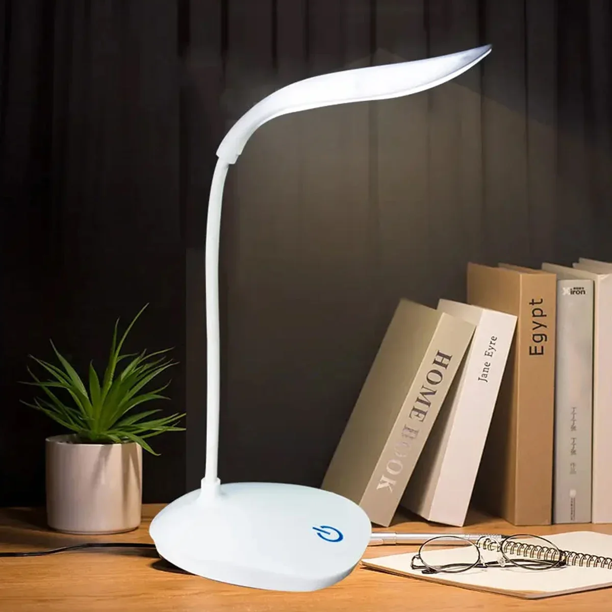 Body Color: WHITE - LED Reading Desk Lamp Portable Desk Lamp USB Charging Table Light Touch Dimming Learn Eye Protection Light Room Office Lighting