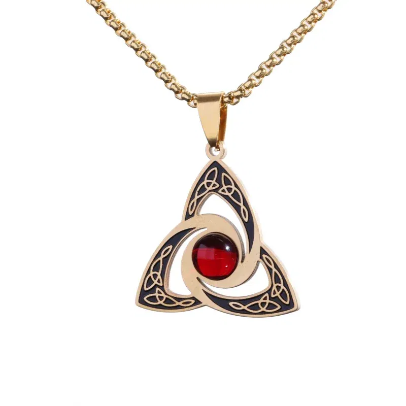 Vintage Witch Knot Necklace Stainless Steel Magic Knot Pagan Wicca Symbol Pendant for Men Women Celtic Knot Jewelry Gifts