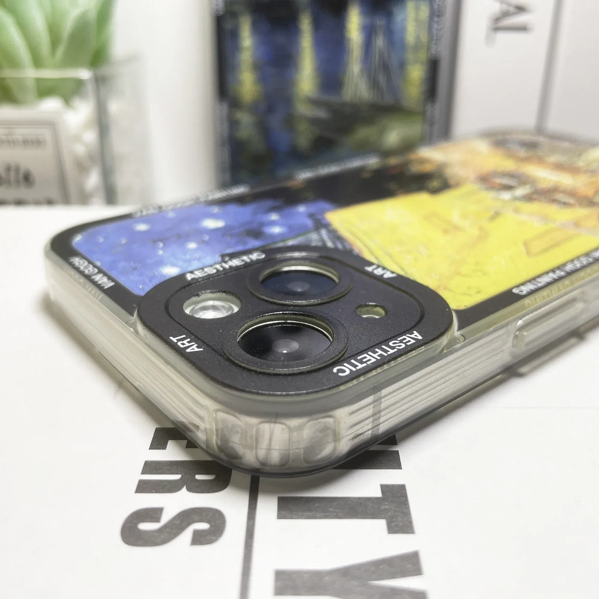 Color: black, Material: Wood - Van Gogh Art Aesthetic Phone Case For iPhone 16 15 14 13 12 11 Pro Max Mini XS X XR SE 8 7 Plus Sunflowers The Starry Night