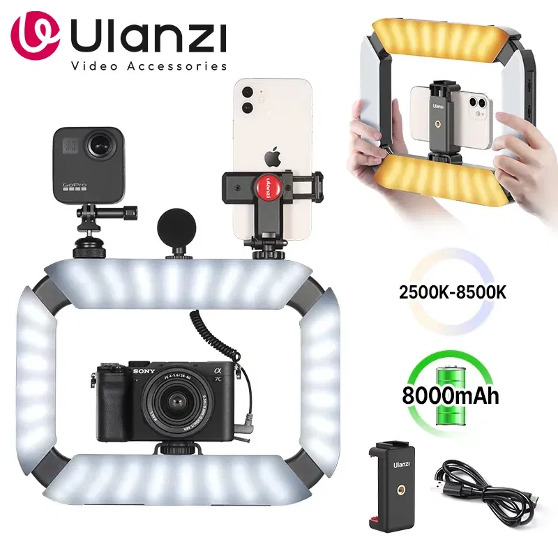 Color: WHITE, Ships From: CHINA - New! Ulanzi U200 U-200 Smartphone Video Rig LED Video Light 2 in 1 Ring Light Cold Shoe for Microphone Tiktok Youtube Live Rig