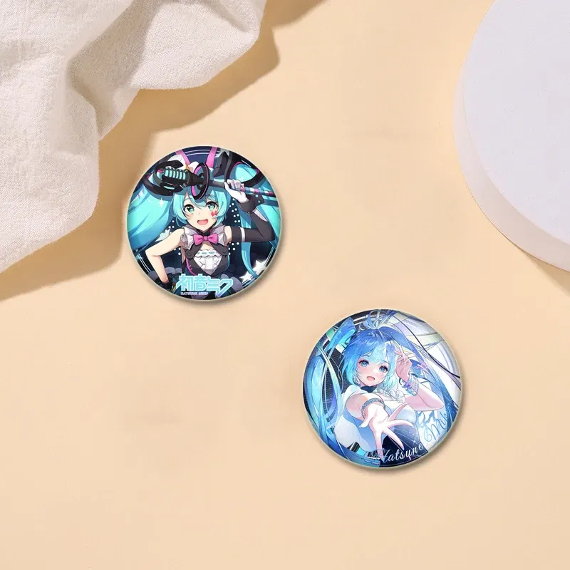 Color: Silver, Size: M - 58/44/32mm Miku Anime Round Pins Cartoon Badges Cosplay Handmade Tinplate Brooch on Backpack Clothes Chest Ornament Gifts