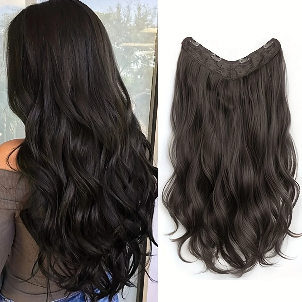 Color: 4/27HL, Stretched Length: 28inches - Synthetic Long Wavy U-shaped Clip In Hair Extensions 16Inch/20Inch/24inch Clip On Hair Extensions For Women Hair Accessories