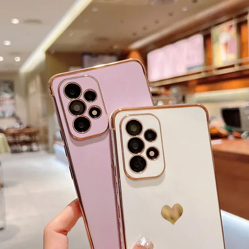 Color: MULTI, Compatible-Phone Models: For iPhone 15 Pro Max, Ships From: CHINA - Electroplating Side Love Heart Phone Case For Samsung Galaxy S25 Ultra S24 S23 S22 A16 A55 Protect Lens Shockproof Back Cover