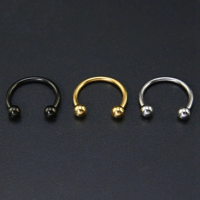 Metal color: Red, Main Stone Color: WHITE - 1pc Stainless Steel Nose Ring Hoops,16G Nose Piercings Cartilag Helix Ear Piercing for Women Men Septum Rings Piercing Jewelry