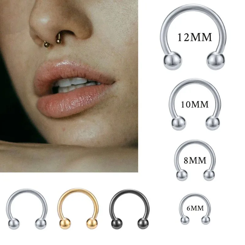 Metal color: Red, Main Stone Color: WHITE - 1pc Stainless Steel Nose Ring Hoops,16G Nose Piercings Cartilag Helix Ear Piercing for Women Men Septum Rings Piercing Jewelry