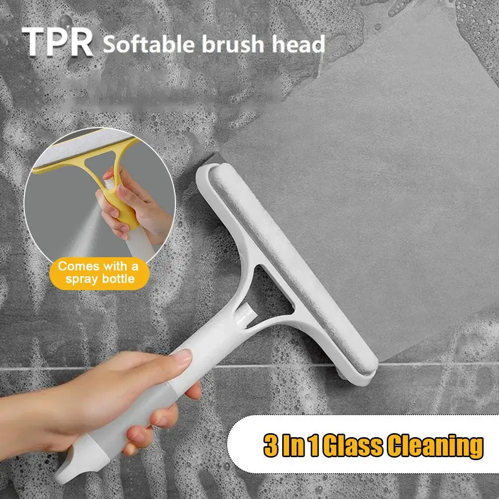 Color: Army Green, Ships From: CHINA - 3 In 1 Glass Cleaning With Spray Bottle Wipe Shower Tool Multi-Purpose Screen Windshield Door Cleaner Car Clean Window Clea X0A4