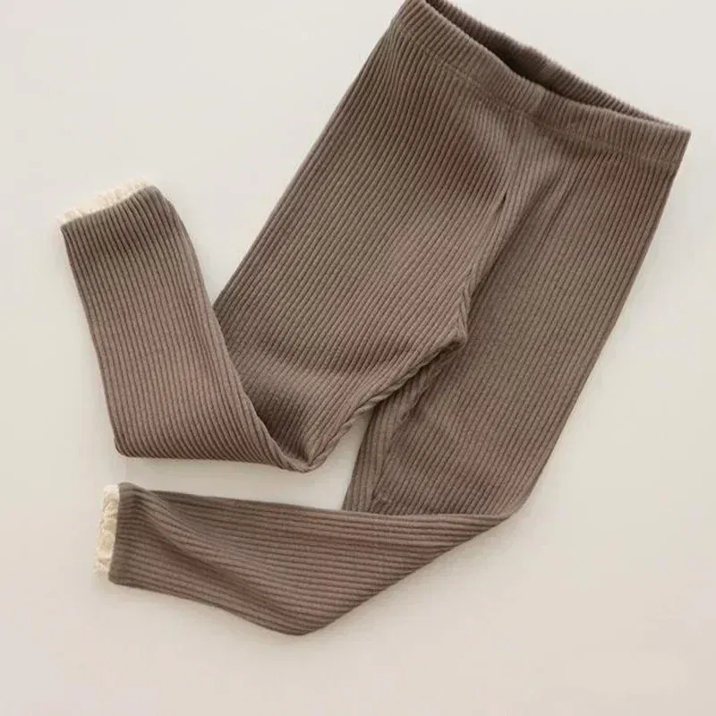 Color: Brown, Kid Size: 12M - New Infant Patchwork Leggings Cotton Baby Long Pants Toddler Girl Leggings Baby Clothing Autumn Kids Trousers