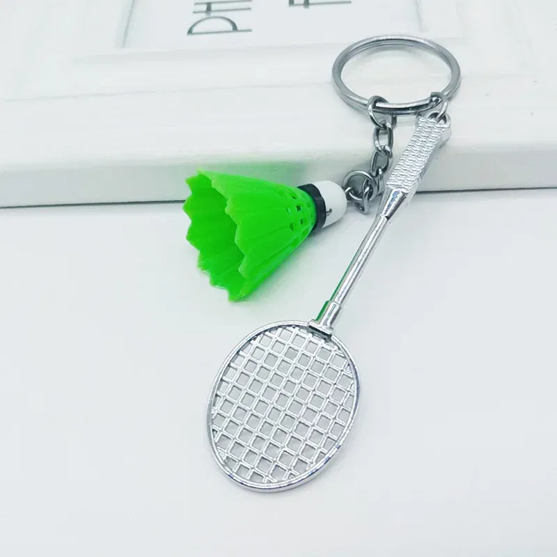 Color: green - Fashion Mini Creative Metal Badminton Racket Keychain Diy Sporting Goods Handmade Accessories