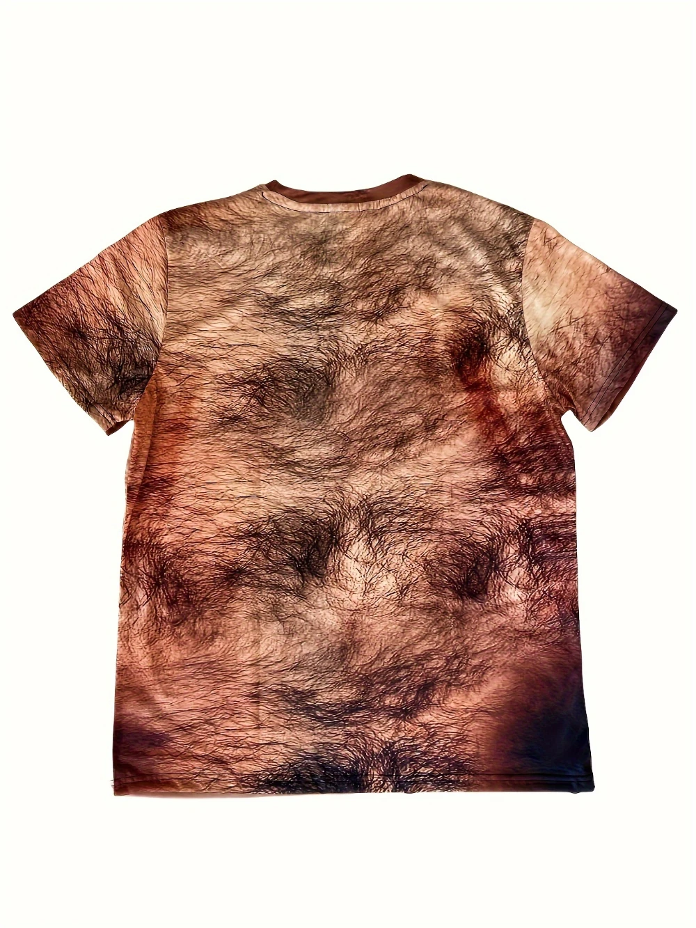 Color: Beige, Size: XXL - Men's 3D Belly Print T-Shirt Crew Neck Short Sleeve Regular Version Four Seasons Casual Streetwear Summer Light Fashion Top