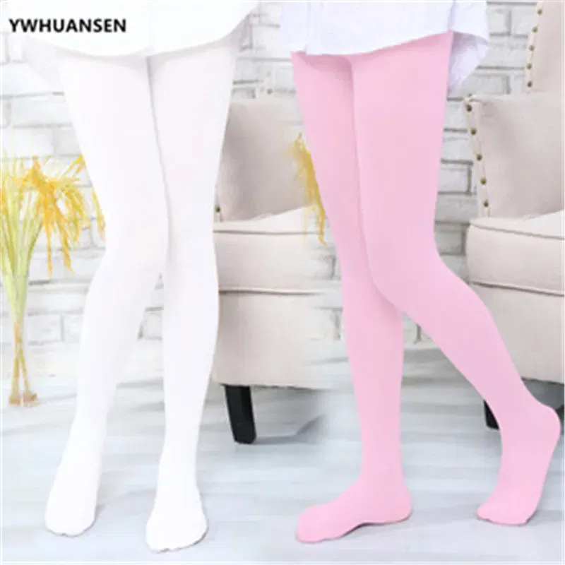 Color: Yellow, Size: L - 1/2/4/6/8 Pairs/lot Spring Summer Candy Kids Pantyhose Ballet Dance Tights for Girls Stocking Children Velvet Solid White