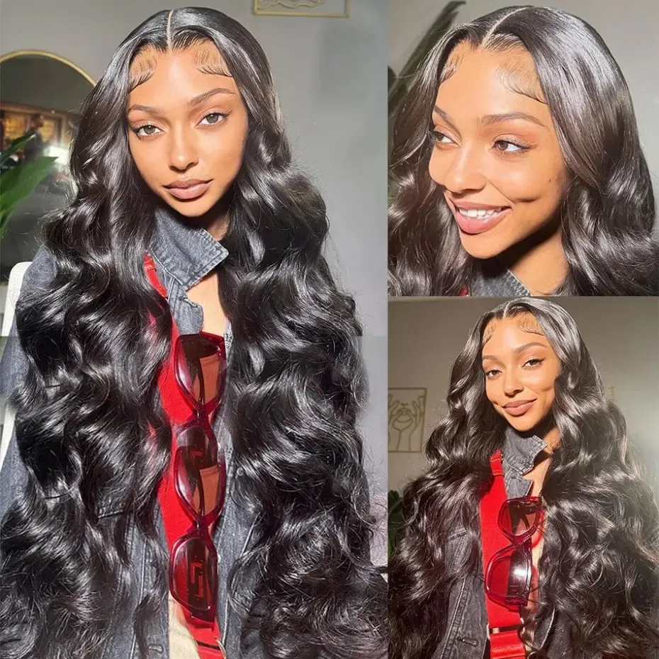 Color: Natural Color,  Stretched Length: 18inches, Density: 150% - 13x4 13x6 Transparent Body Wave Wig Pre Plucked Glueless 4x4 HD Lace Closure Wigs For Women Brazilian Lace Front Human Hair Wig