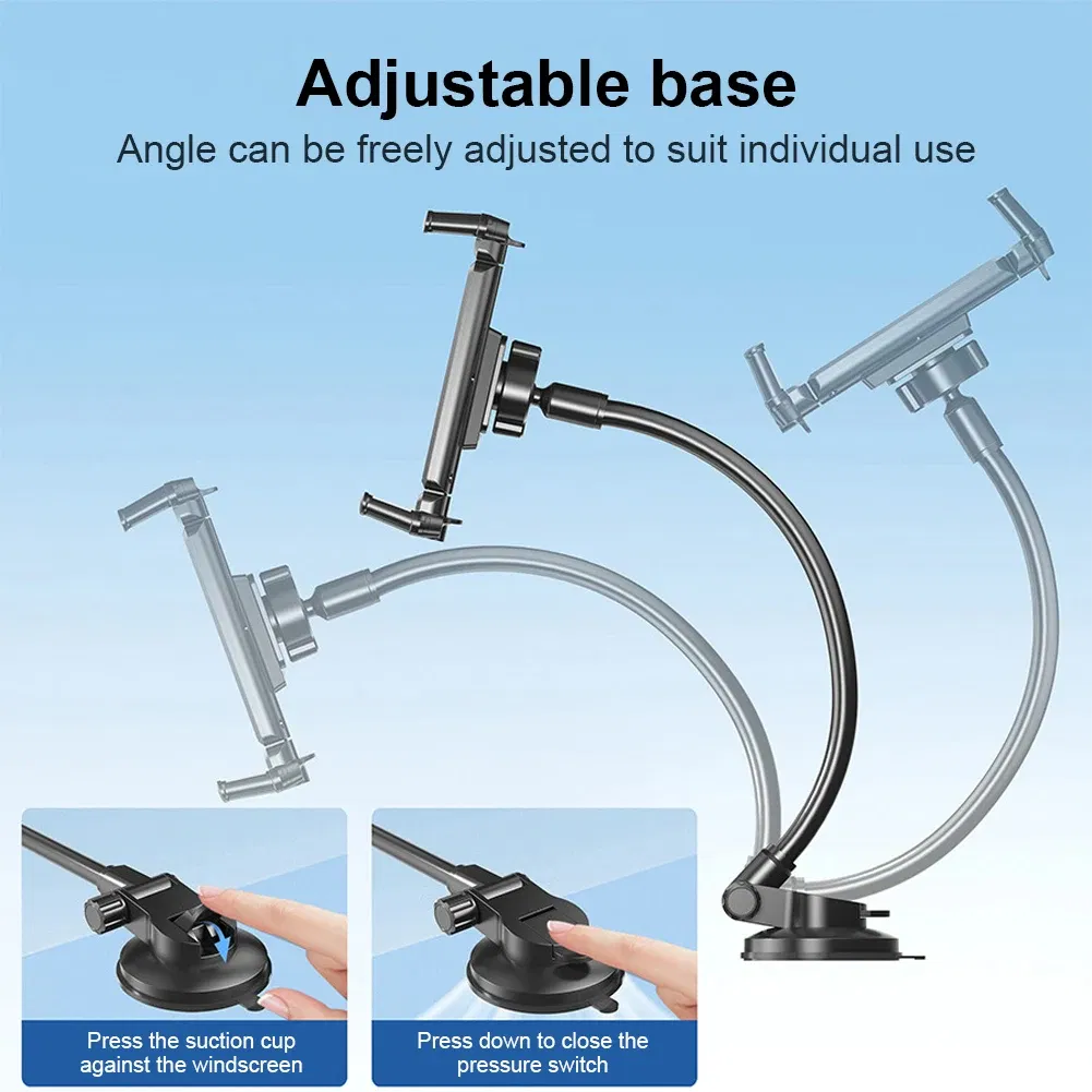 Suction Cup Windshield Car Tablet Mount Adjustable Dashboard Phone Tablet Holder Truck Window Phone Stand for Truck SUV Vehicle