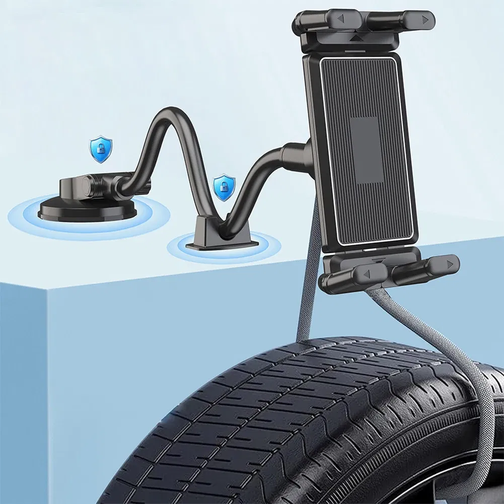 Suction Cup Windshield Car Tablet Mount Adjustable Dashboard Phone Tablet Holder Truck Window Phone Stand for Truck SUV Vehicle