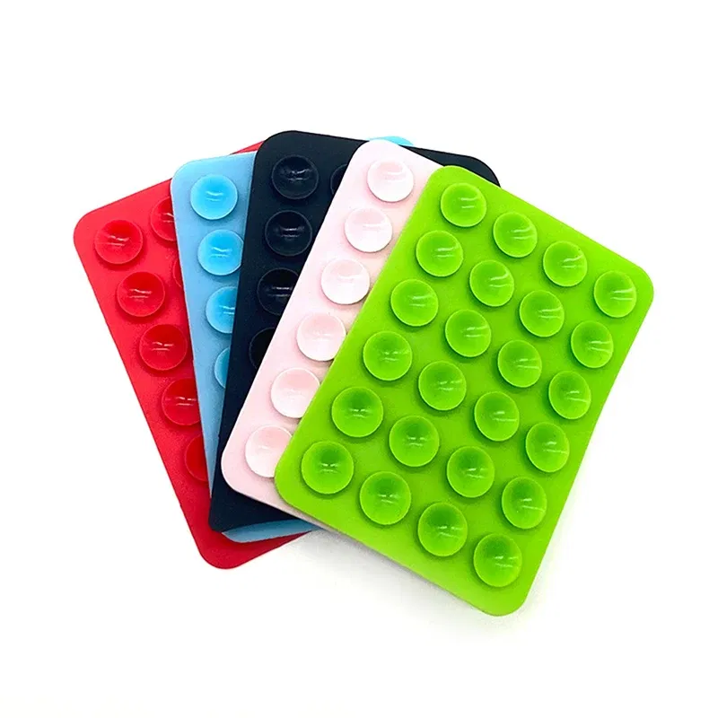 Color: Orange - Double Side Silicone Suction Pad For Mobile Phone Fixture Suction Cup Backed Adhesive Silicone Rubber Sucker Pad For Fixed Pad