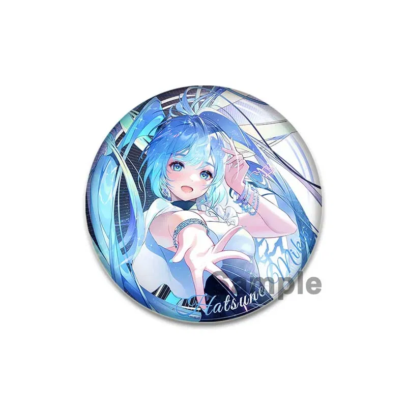 Color: Brown, Size: L - 58/44/32mm Miku Anime Round Pins Cartoon Badges Cosplay Handmade Tinplate Brooch on Backpack Clothes Chest Ornament Gifts