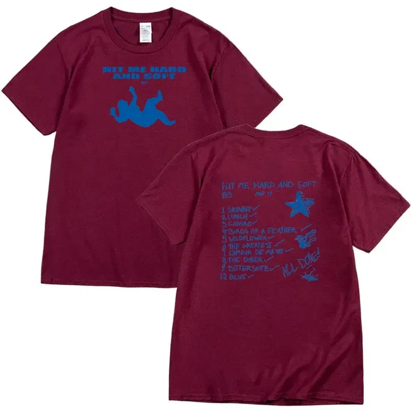 Color: GRAY, Size: S - Summer Men's and Women's T-shirt Billie Hit Me Hard and Soft Printed T-shirt O-neck Cotton European Size Casual Short Sleeved