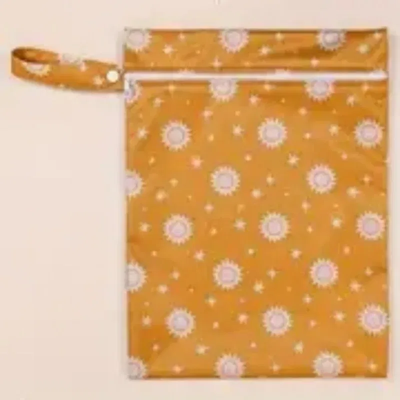 Color: GRAY - HappyFlute 2PCS 26*36CM Reusable Wet Dry Bag Waterproof Leak-Proof Quick-Drying For Nappy Changing Eco-Friendly Travel Wetbag