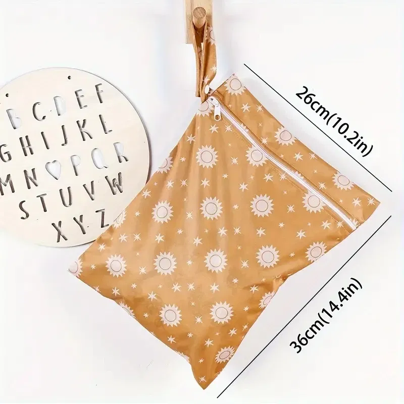 Color: GRAY - HappyFlute 2PCS 26*36CM Reusable Wet Dry Bag Waterproof Leak-Proof Quick-Drying For Nappy Changing Eco-Friendly Travel Wetbag