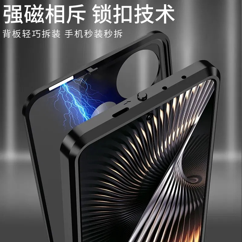 Color: Black, Material: Aluminum - Aluminium Alloy Metal Frame Case For Poco F6 Case Matte transparent Acrylic Back Cover For Xiaomi POCO F6 5G Redmi Turbo3 Bumper