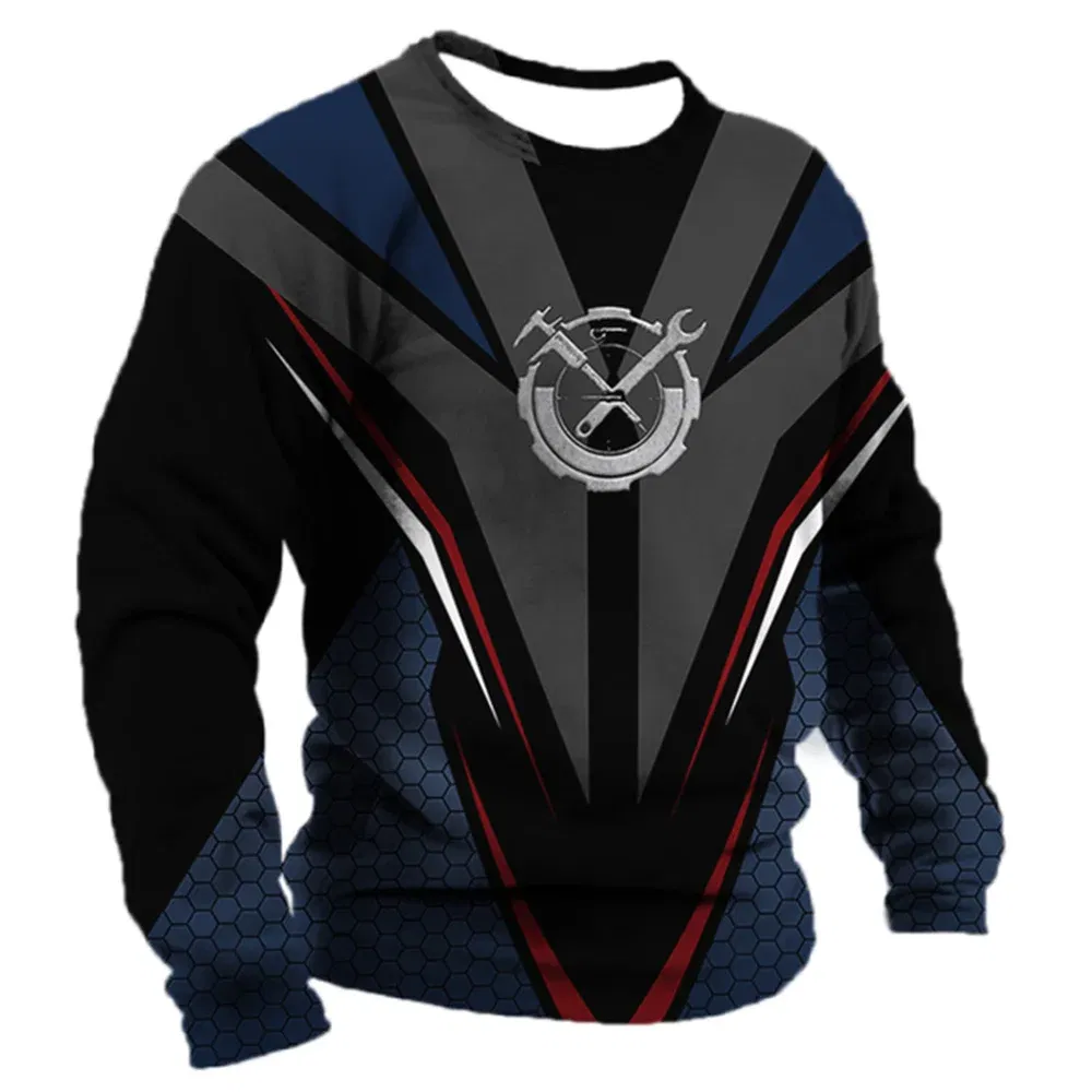 Color: army green, Size: L - Men's T -shirt Retro T -shirt Summer clothing personalized name Mechanic mechanic 3D printing 5xl sports shirt long -sleeved