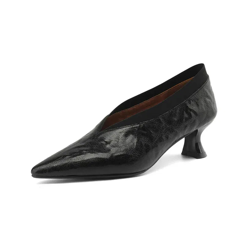 New Spring Summer Genuine Leather Women Shoes Fashion Pointed Toe Women Pumps High Heels Zapatos Mujer Ladies Shoes Brown