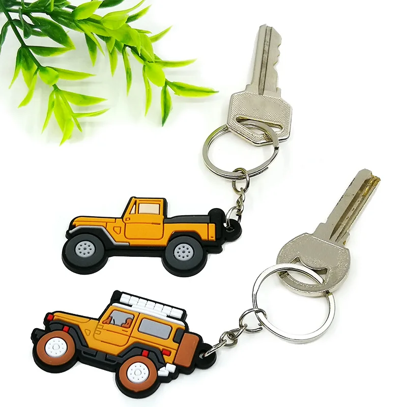 Color: WHITE - 1PCS PVC Key Ring 6 Colors of Car Shape Keychain charms Colorful Key Chain Key Holder Fit Little Boy Gift Kids Toys