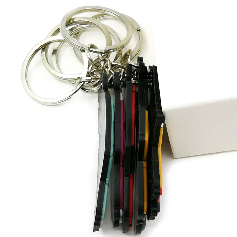 Color: WHITE - 1PCS PVC Key Ring 6 Colors of Car Shape Keychain charms Colorful Key Chain Key Holder Fit Little Boy Gift Kids Toys