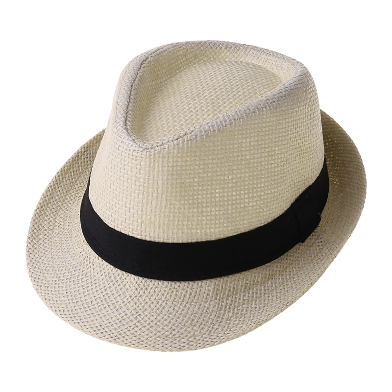 Color: Red - Children Kids Summer Beach Straw Hat Panama Breathable Hat Large Brim Outdoor Breathable Hats Girls Boy Sunhat