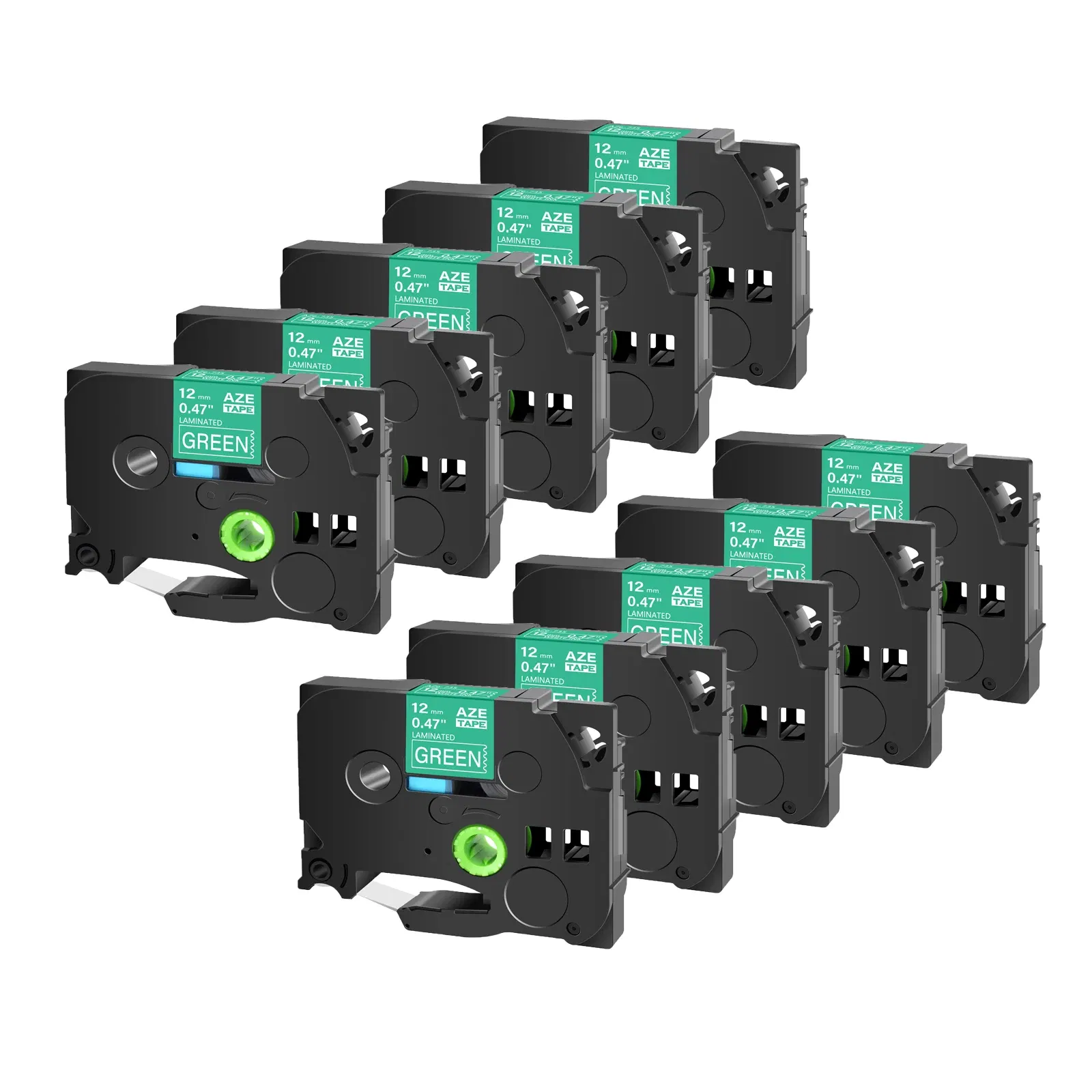 Color: green, Width: 12mm - Greencycle 10PK TZe 231 Label cassettes Compatible for Brother Ptouch Printer Black on white Label tape 6mm 9mm 12mm 18mm 24mm