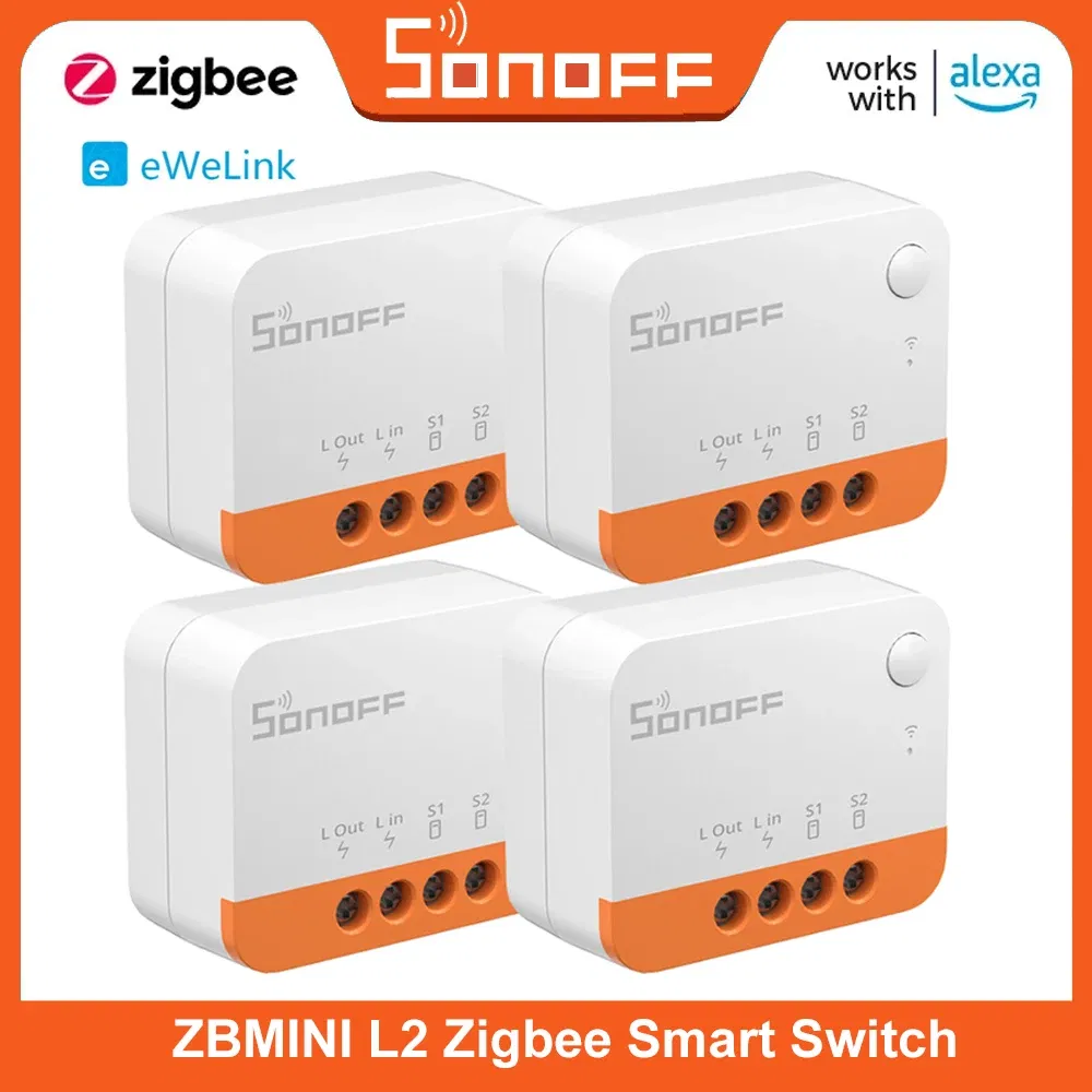 Bundle: Bundle5, Ships From: CHINA - SONOFF ZBMINI L2 Extreme ZigBee Smart Switch No Neutral Wire Required DIY Two-Way Control with Zigbee Hubs Bridge Alexa Google