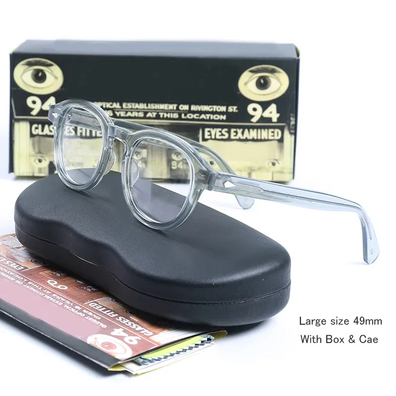 Frame Color: Yellow, Prescription Type: Single Version, Lens Index: 1.74, Lens Function: Photo Grey - Customized Prescription Glasses Men Frame Johnny Depp Lemtosh Photochromic Anti-Blue Light Myopia Hyperopia Round Eyeglasses