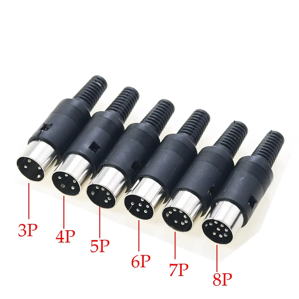 Color: Red - 5pcs 3P 4P 5P 6P 7P 8Pin DIN Male/Female Plug Jack with Plastic Handle Keyboard Cable Connector Adapter PS2