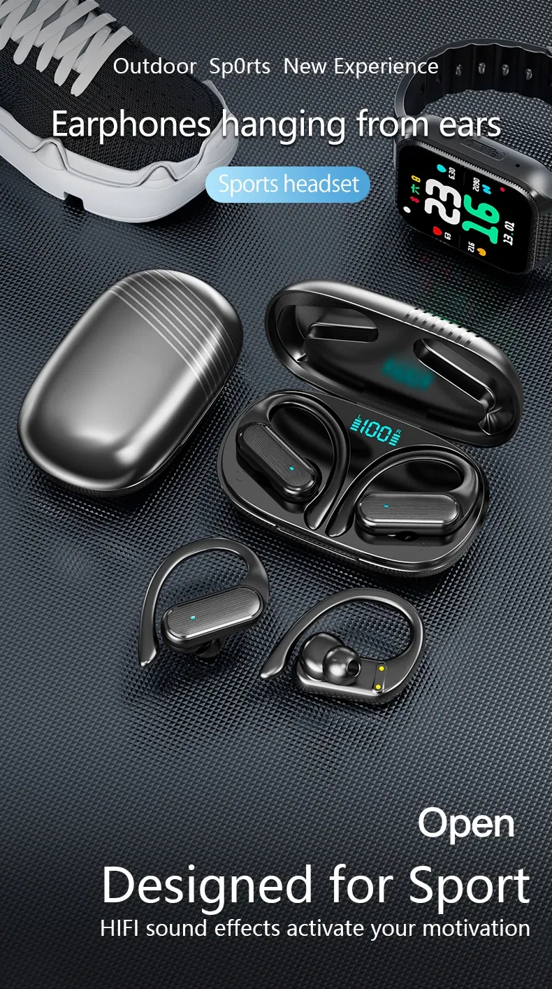 New Style Wireless Bluetooth Headset Hanging Ears IGH Quality Earbuds Smart Touch HD Sound Quality Stereo Earbuds with Power Sup