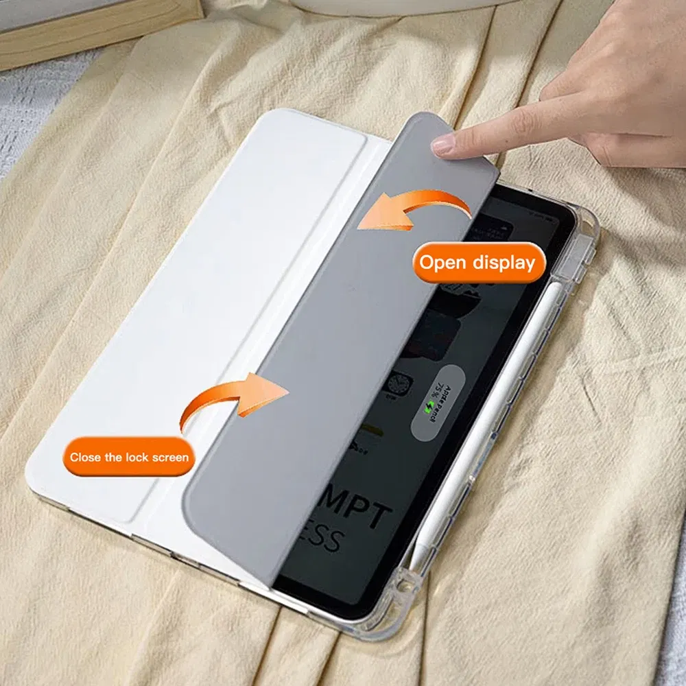 Color: GRAY, Size: TEN - For 2025 iPad Air 11 Case iPad 10th Generation  11th A16  9th  Cover Gen  iPad Pro11 4 5 10.9in 12.9 M2 M3 M4 Pencil Holder Case