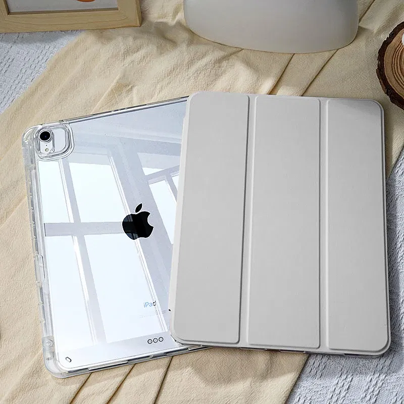 Color: GRAY, Size: TEN - For 2025 iPad Air 11 Case iPad 10th Generation  11th A16  9th  Cover Gen  iPad Pro11 4 5 10.9in 12.9 M2 M3 M4 Pencil Holder Case