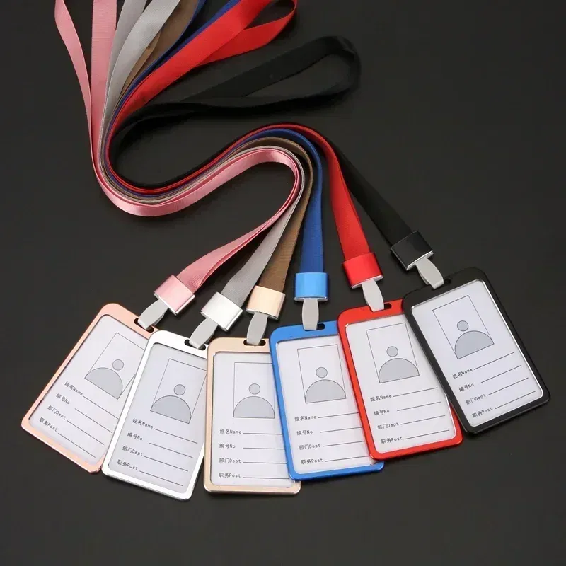 Color: Red Bronze - Aluminum Alloy Card Cover Case Women Men Work Name Bank ID Card Holders Business Badge Case Credit Card Badge Case Bag Pouch