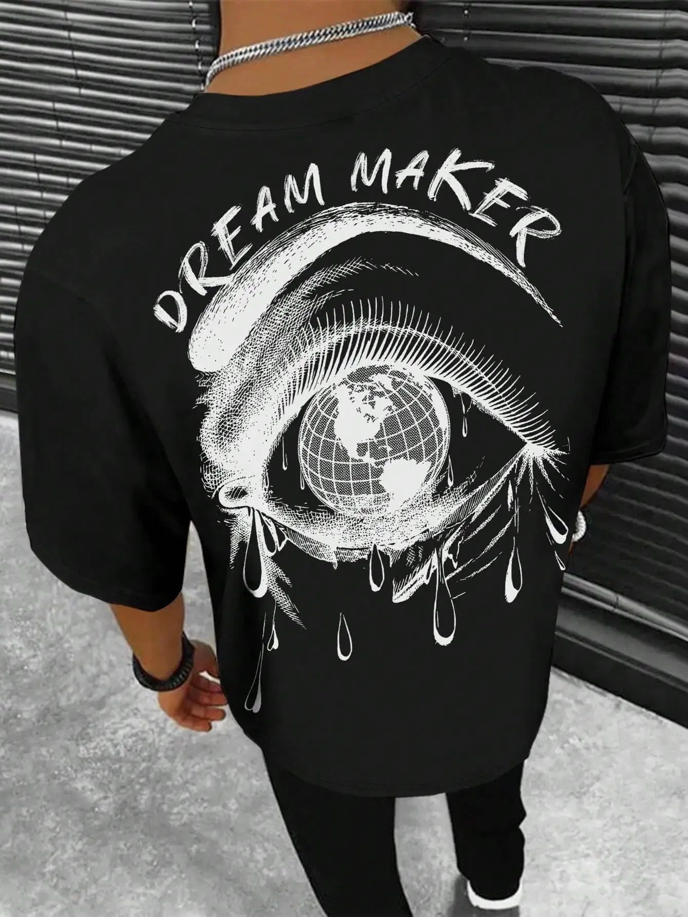 Color: Brown, Size: XXL - Dream Maker Tearful Earth Printing T-Shirt Men Clothes Summer Loose Tee Cotton Casual Street Tshirt Hip Hop Oversize T Shirts